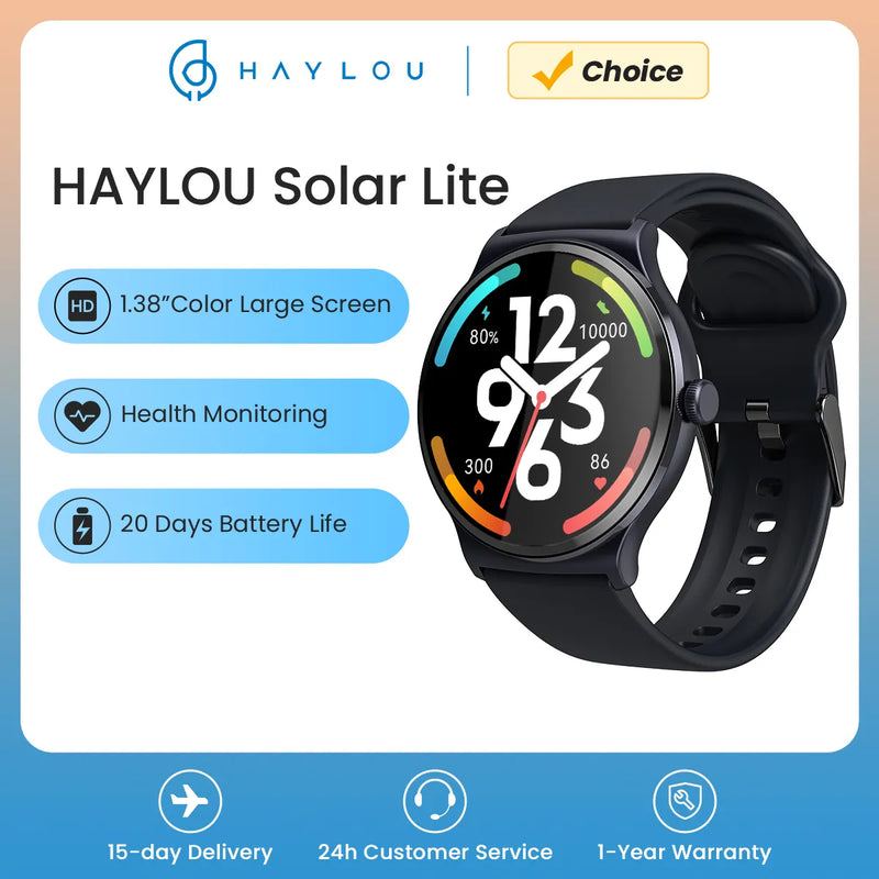 HAYLOU Solar Lite Smart Watch 100+ Workout Modes Smartwatch Heart Rate Blood Oxygen Monitoring Sleep Stress Testing Sport Watch